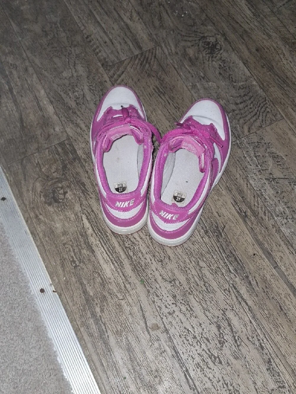 Nike Kids Pink and White Sneakers - Low Top Lace-Up